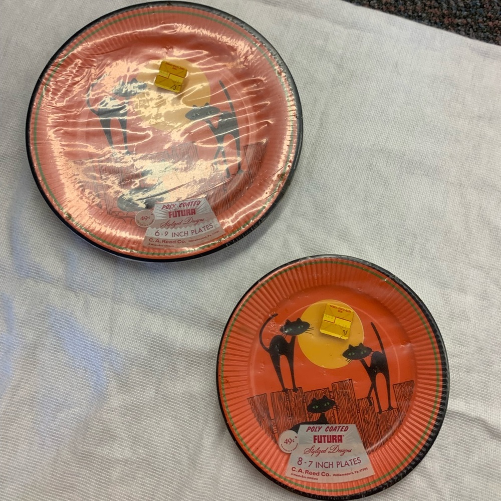 Vintage Futura Halloween poly coated plates 2 pc. Set